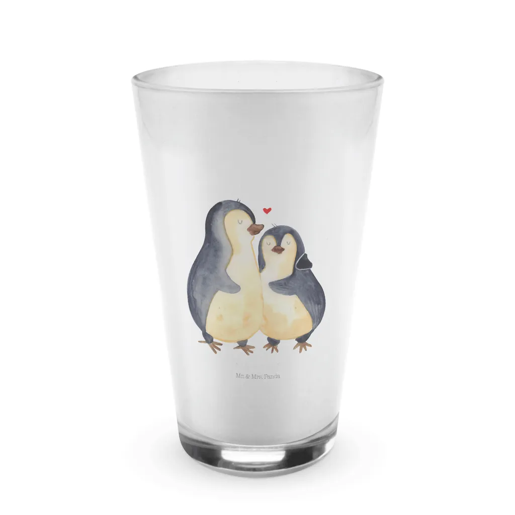 Mr. & Mrs. Panda Glas Pinguin umarmend - Transparent - Geschenk, Latte Macchiato, Cappuccino Tasse, Umarmung, Liebe, Liebespaar, Verlobung, Seevogel, Cappuccino Glas
